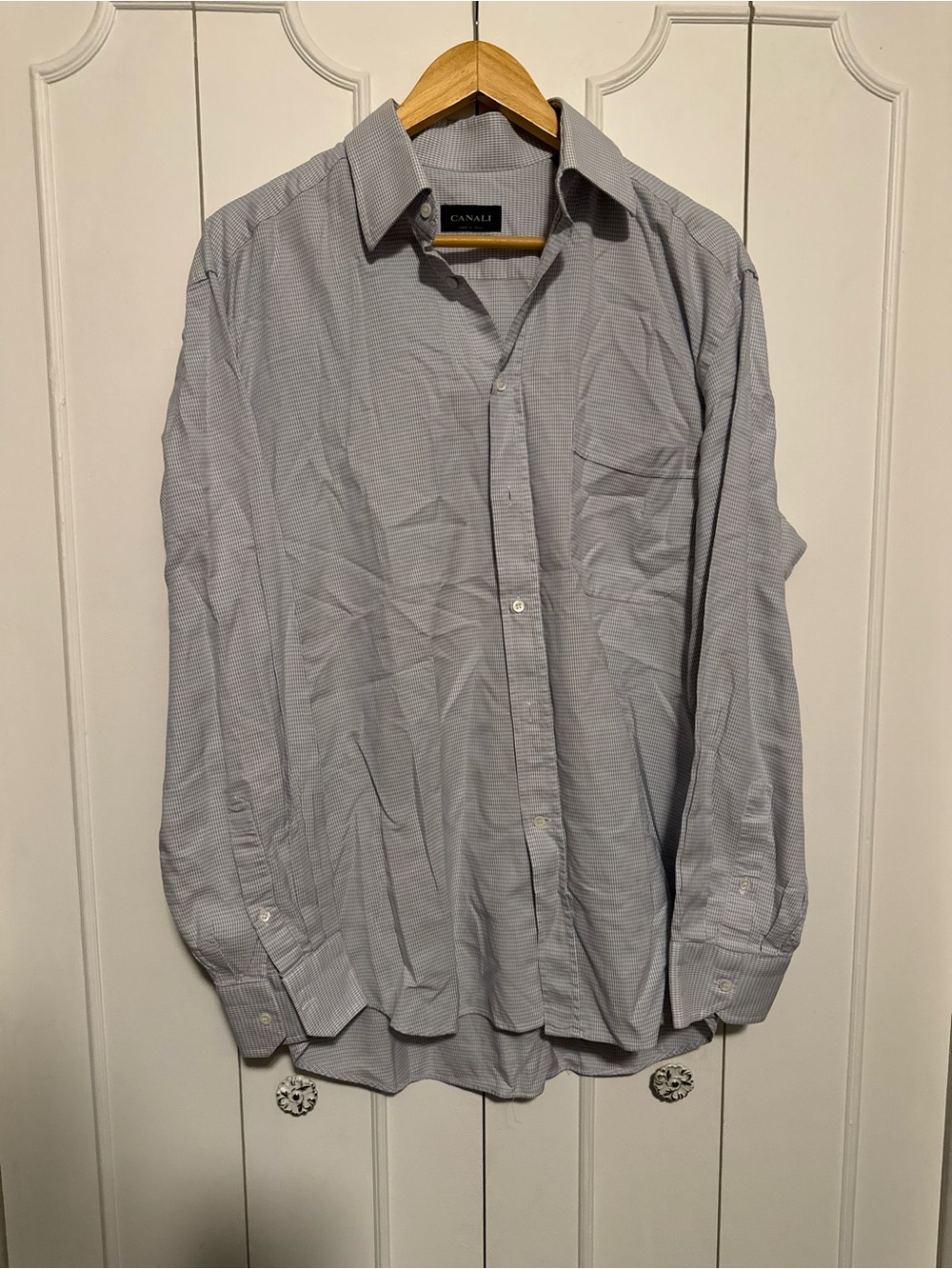 Canali Light Blue Pinstripe Dress Shirt